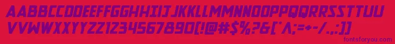 Newcomictitleexpandital-Schriftart – Violette Schriften auf rotem Hintergrund