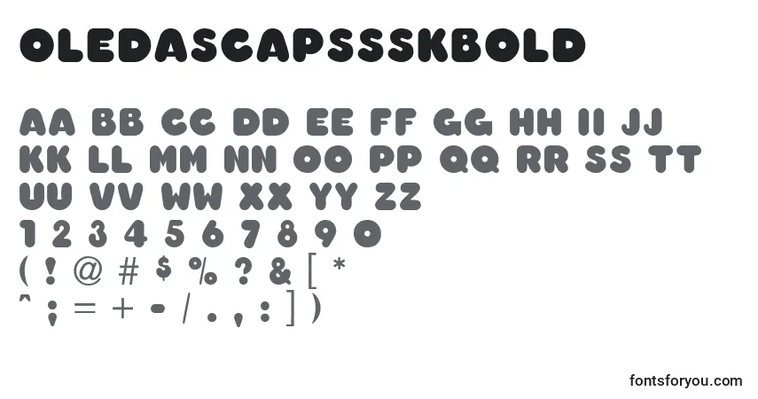 Czcionka OledascapssskBold – alfabet, cyfry, specjalne znaki