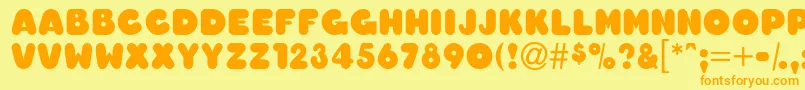 OledascapssskBold Font – Orange Fonts on Yellow Background