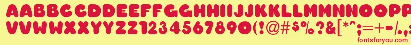 OledascapssskBold Font – Red Fonts on Yellow Background