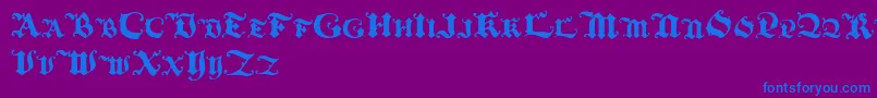 Blackinitialtext-Schriftart – Blaue Schriften auf violettem Hintergrund