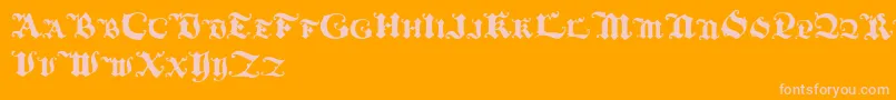 Blackinitialtext-Schriftart – Rosa Schriften auf orangefarbenem Hintergrund