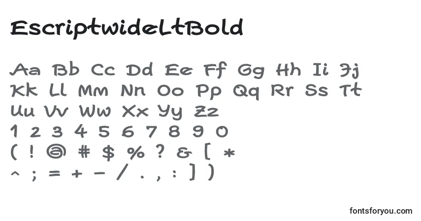 A fonte EscriptwideLtBold – alfabeto, números, caracteres especiais