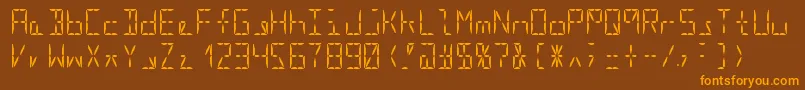 フォントSegment16aRegular – オレンジ色の文字が茶色の背景にあります。