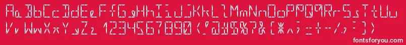 Segment16aRegular-Schriftart – Weiße Schriften auf rotem Hintergrund
