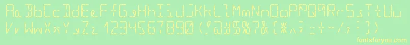 Segment16aRegular-fontti – keltaiset fontit vihreällä taustalla