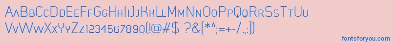 フォントMistergiaccoLightcaps – ピンクの背景に青い文字