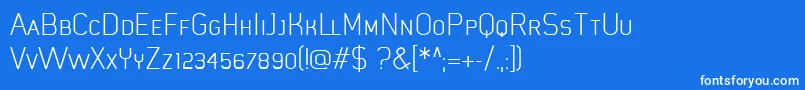 フォントMistergiaccoLightcaps – 青い背景に白い文字
