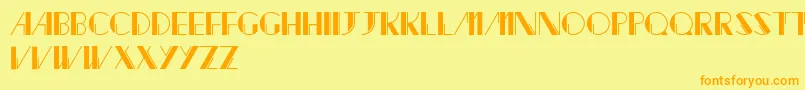 Jacked-Schriftart – Orangefarbene Schriften auf gelbem Hintergrund