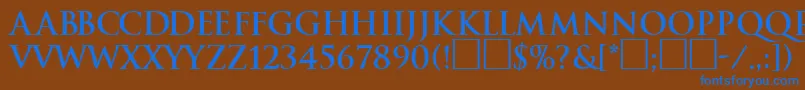 フォントTraditionBoldDb – 茶色の背景に青い文字