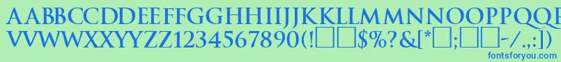 フォントTraditionBoldDb – 青い文字は緑の背景です。