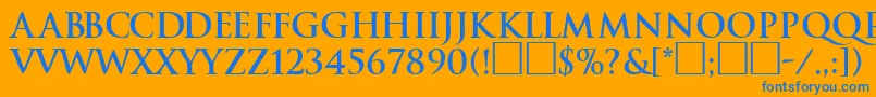 TraditionBoldDb Font – Blue Fonts on Orange Background