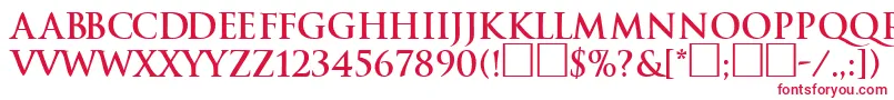 フォントTraditionBoldDb – 白い背景に赤い文字