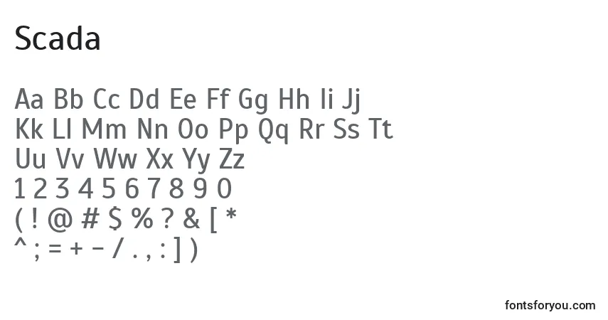 Schriftart Scada – Alphabet, Zahlen, spezielle Symbole