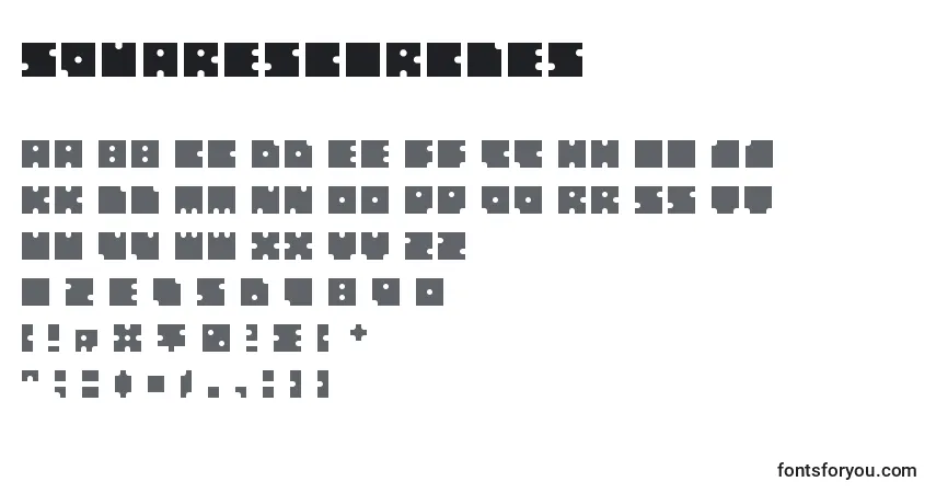 Schriftart Squarescircles – Alphabet, Zahlen, spezielle Symbole