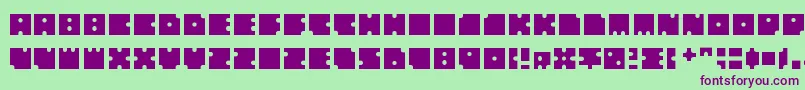 Squarescircles-Schriftart – Violette Schriften auf grünem Hintergrund