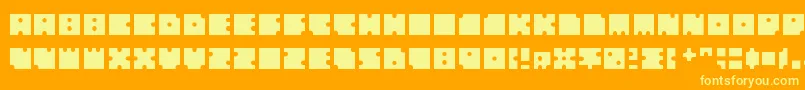 Squarescircles-Schriftart – Gelbe Schriften auf orangefarbenem Hintergrund