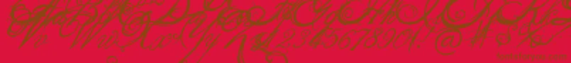 フォントTheKing26QueenFont – 赤い背景に茶色の文字