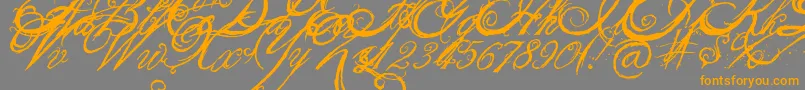 Weitere Informationen zur TheKing26QueenFont-Schriftart TheKing26QueenFont-Schriftart – Orangefarbene Schriften auf grauem Hintergrund