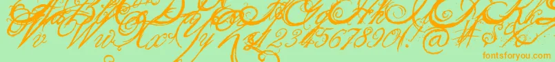 More about TheKing26QueenFont Font TheKing26QueenFont Font – Orange Fonts on Green Background