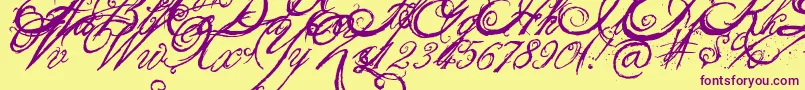 TheKing26QueenFont Font – Purple Fonts on Yellow Background