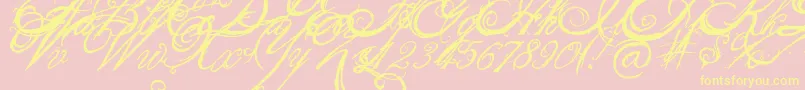TheKing26QueenFont-Schriftart – Gelbe Schriften auf rosa Hintergrund