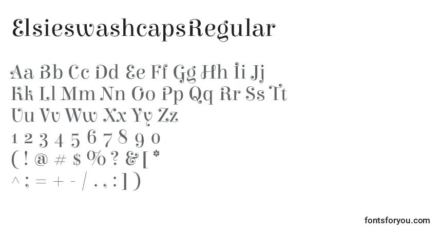 Czcionka ElsieswashcapsRegular – alfabet, cyfry, specjalne znaki