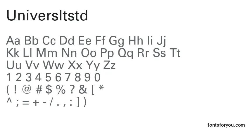 Шрифт Universltstd – алфавит, цифры, специальные символы