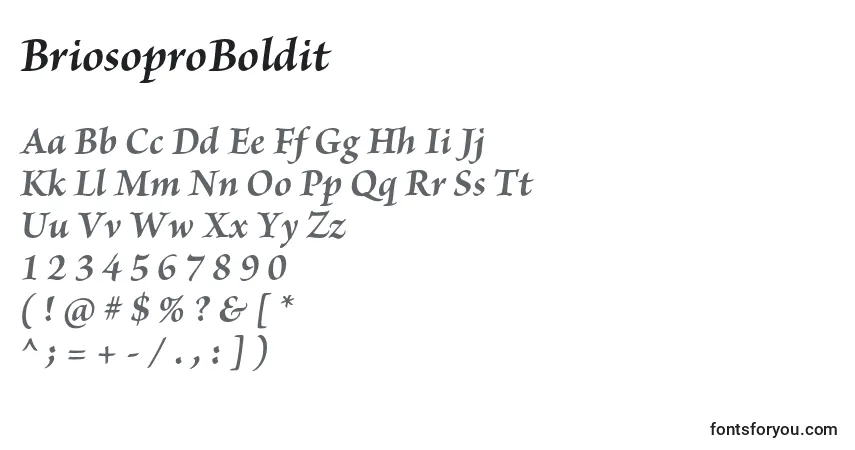 A fonte BriosoproBoldit – alfabeto, números, caracteres especiais
