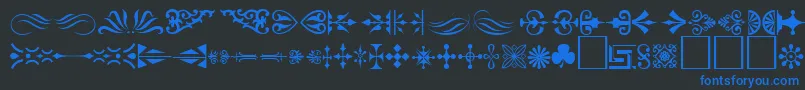 Ornament ffy-Schriftart – Blaue Schriften auf schwarzem Hintergrund