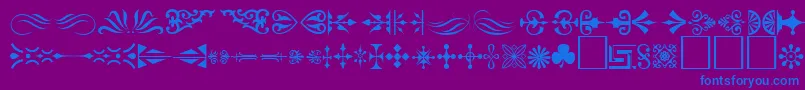 Ornament ffy-fontti – siniset fontit violetilla taustalla