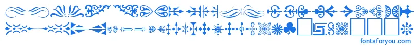 Ornament ffy-Schriftart – Blaue Schriften auf weißem Hintergrund