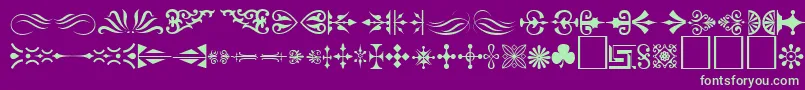Ornament ffy-Schriftart – Grüne Schriften auf violettem Hintergrund