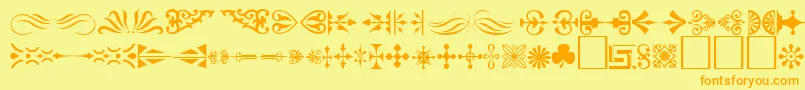 Ornament ffy-fontti – oranssit fontit keltaisella taustalla