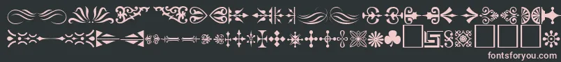 Ornament ffy-fontti – vaaleanpunaiset fontit mustalla taustalla