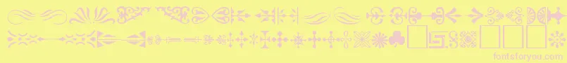 Ornament ffy-fontti – vaaleanpunaiset fontit keltaisella taustalla