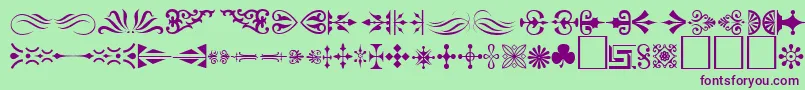 Ornament ffy-Schriftart – Violette Schriften auf grünem Hintergrund