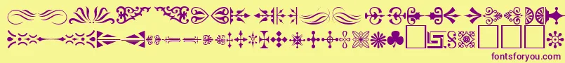 Ornament ffy-Schriftart – Violette Schriften auf gelbem Hintergrund