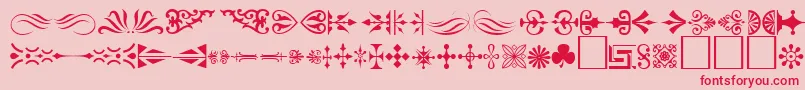 Ornament ffy-fontti – punaiset fontit vaaleanpunaisella taustalla