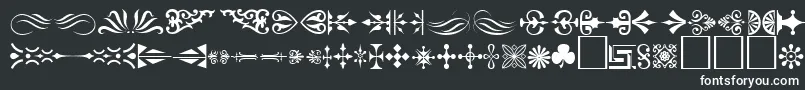 Ornament ffy-Schriftart – Weiße Schriften auf schwarzem Hintergrund