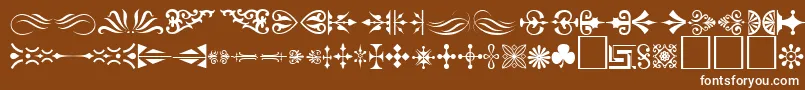 Ornament ffy-Schriftart – Weiße Schriften auf braunem Hintergrund