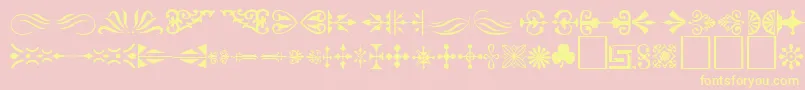 Ornament ffy-Schriftart – Gelbe Schriften auf rosa Hintergrund