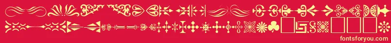 Ornament ffy-fontti – keltaiset fontit punaisella taustalla
