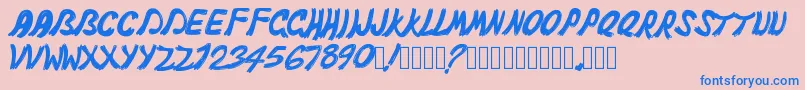Pwghost-Schriftart – Blaue Schriften auf rosa Hintergrund
