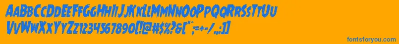 Mrsmonstercondital Font – Blue Fonts on Orange Background