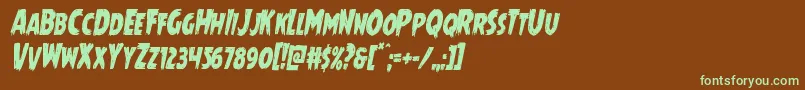 Mrsmonstercondital-fontti – vihreät fontit ruskealla taustalla