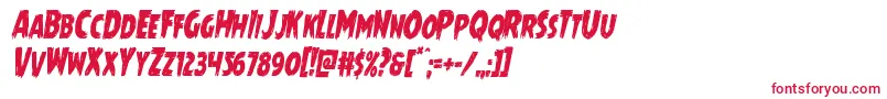 フォントMrsmonstercondital – 白い背景に赤い文字