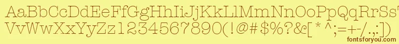Fonte KeyboardLightSsiLight – fontes marrons em um fundo amarelo
