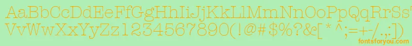 フォントKeyboardLightSsiLight – オレンジの文字が緑の背景にあります。