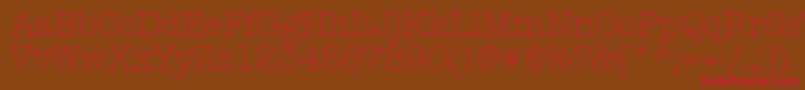 フォントKeyboardLightSsiLight – 赤い文字が茶色の背景にあります。